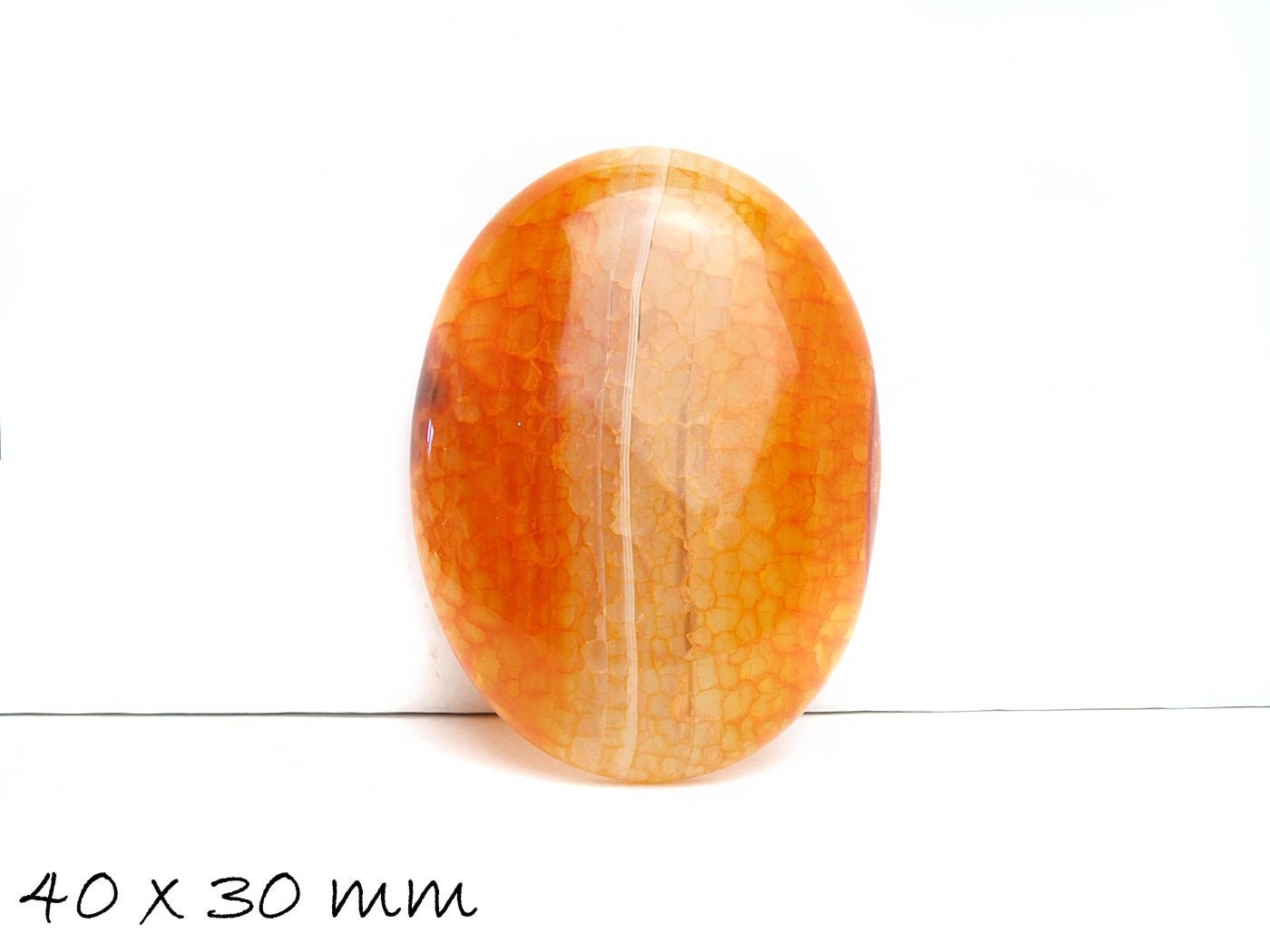 1 Edelstein Cabochon Drachenader Achat 40 x 30 mm orange-schwarz