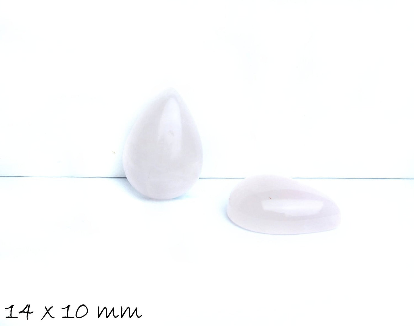 2 Stück Edelstein Tropfen-Cabochons, Rosenquarz, 14 x 10 mm