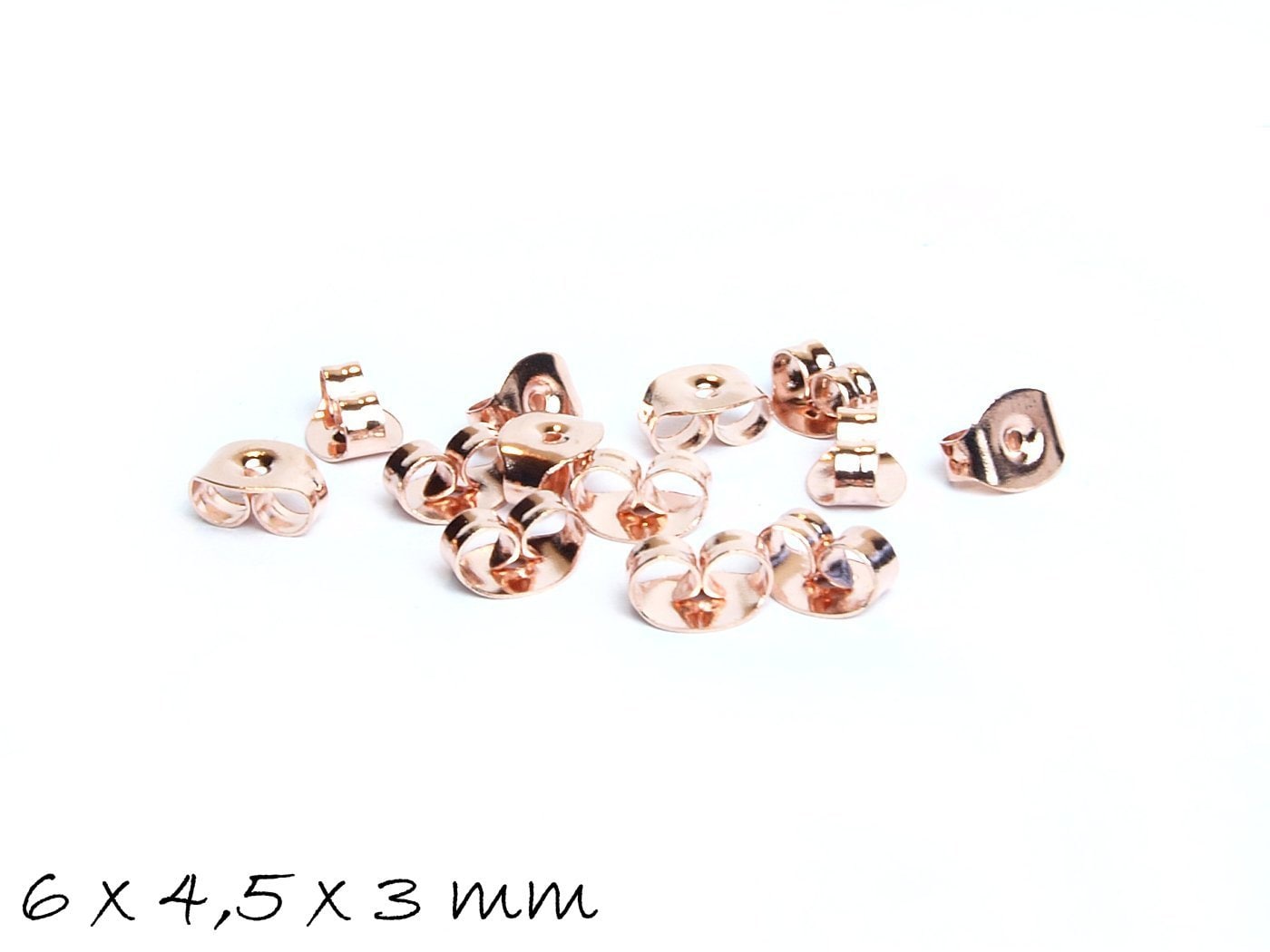 20 Stück Ohrmuttern für Ohrstecker, Stopper, Edelstahl, rosegold 6,0 x 4,5 mm, Schmetterling