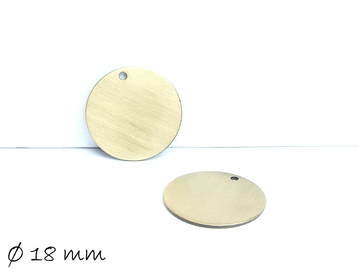 4 Stück Stempel Plättchen aus Messing, bronze, Ø 18 mm