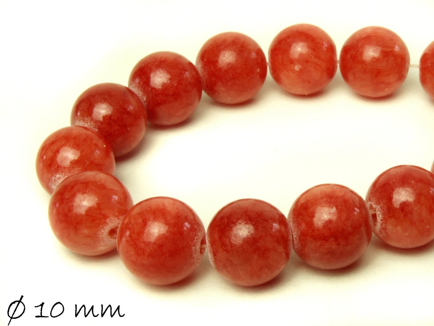 10 Stück Mashan Jade Perlen, verschiedene Farben, Ø 10 mm - 2