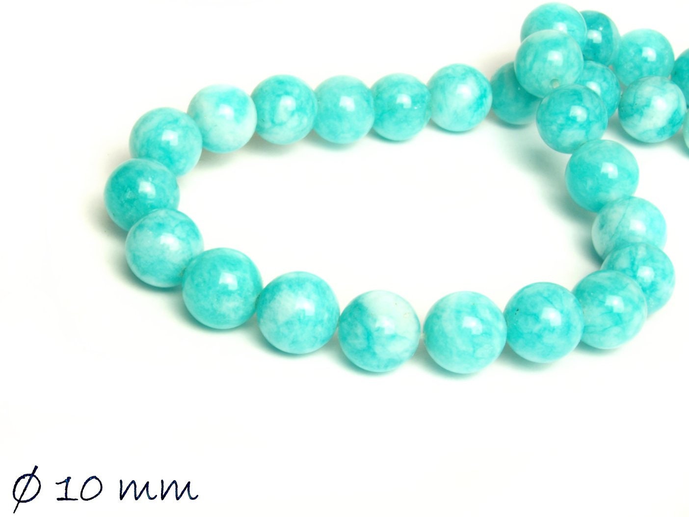 10 Stück Mashan Jade Perlen, verschiedende Farben, Ø 10 mm - 1