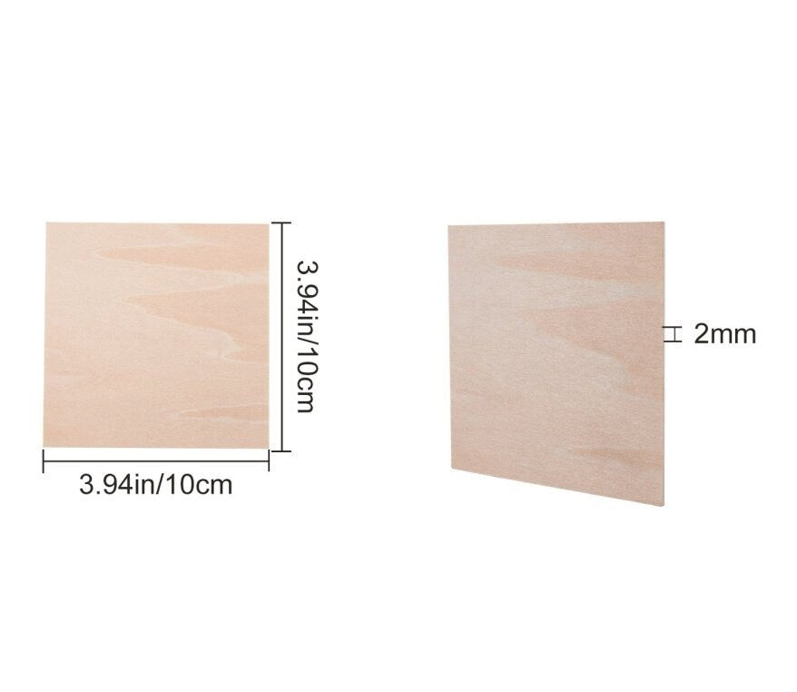 2 Stück Holz Tafeln, Quadrat, 100 x 100 mm