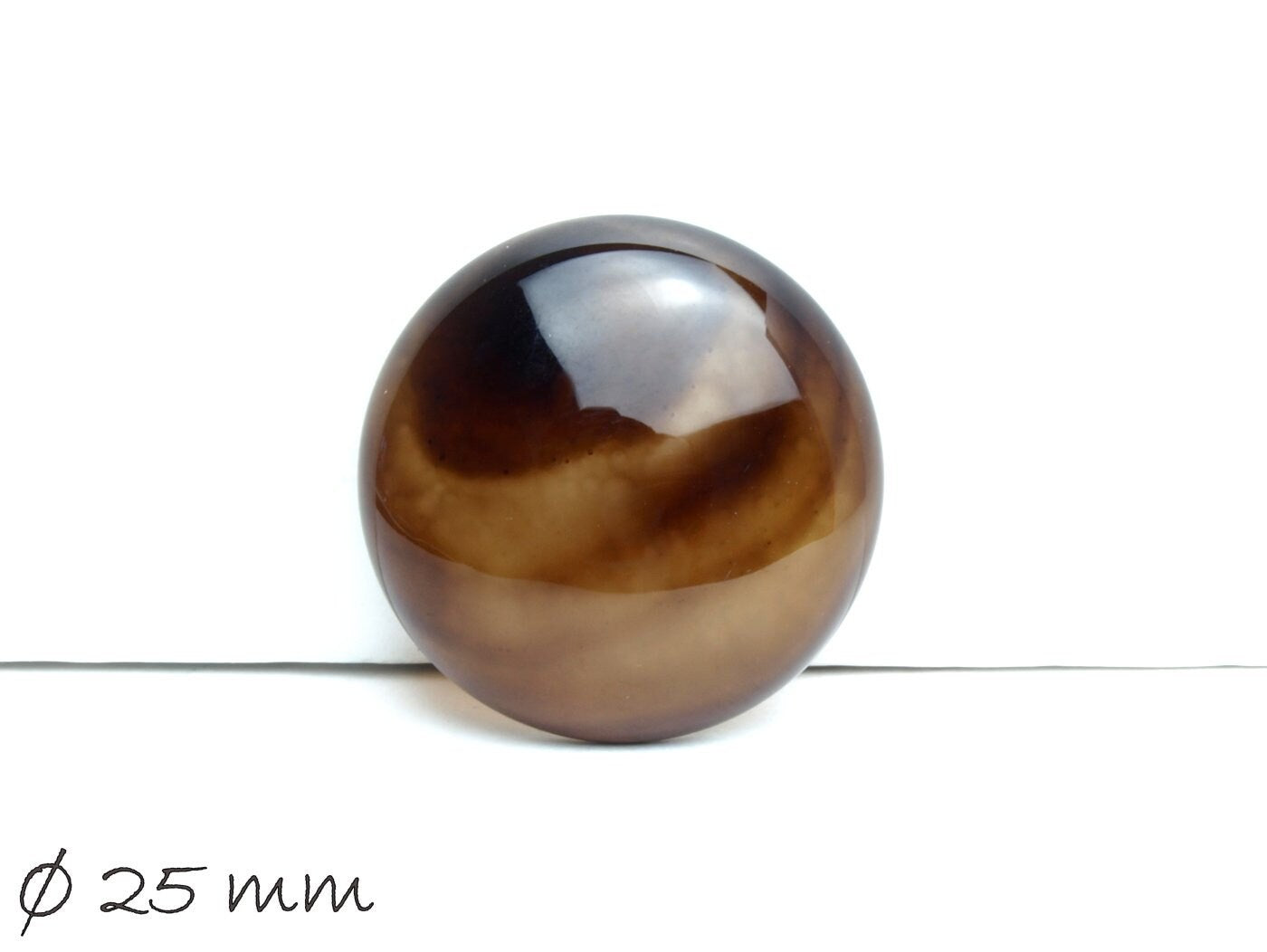 1 Stück Edelstein Cabochon, braun-schwarzer Achat, Ø 25 mm
