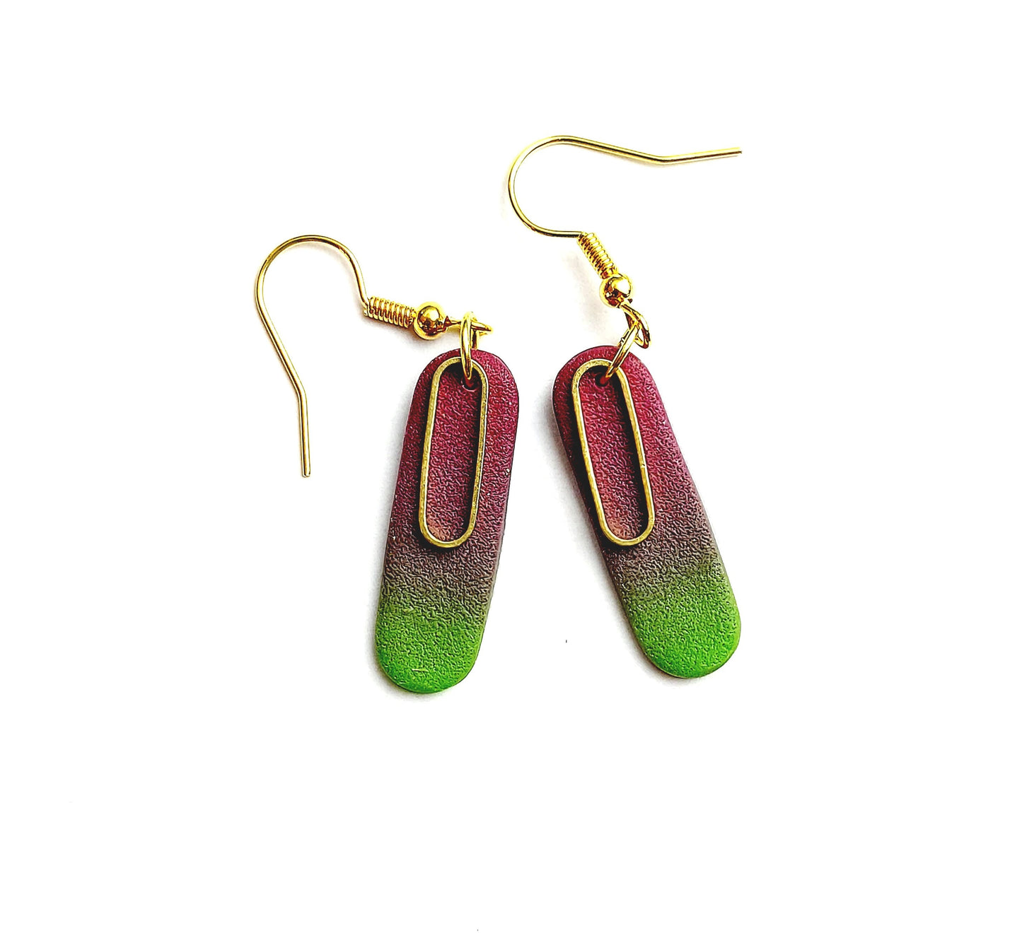 Statement Ohrringe Polymer Clay grün rot gold Creolen nach Wahl