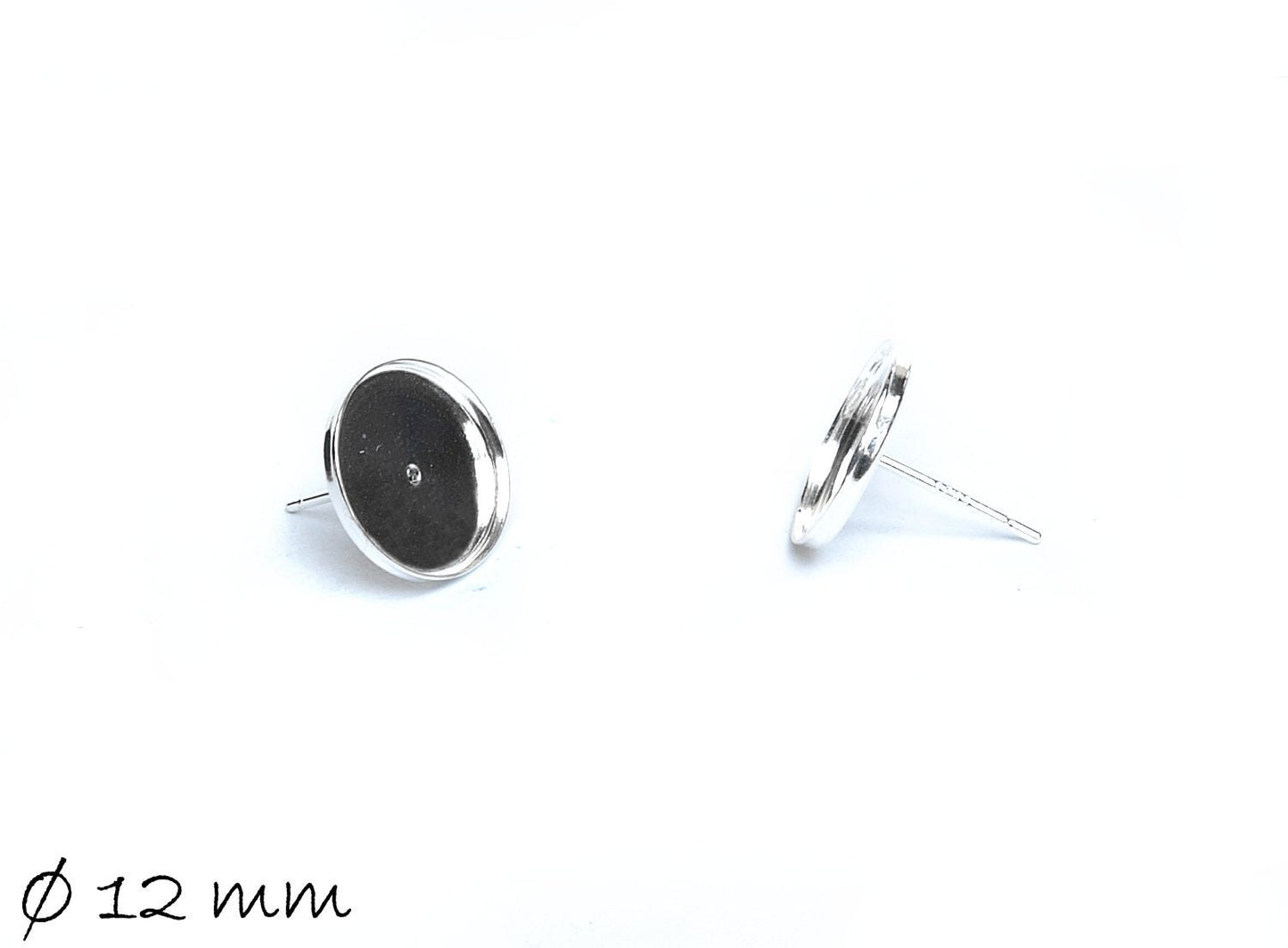 2 Stück Ohrstecker Rohlinge Sterling 925 Silber 12 mm