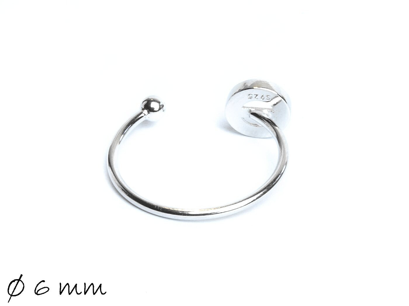 1 Stück Ring Rohling, Sterling Silber 925, silber, mit Fassung Ø 6 mm