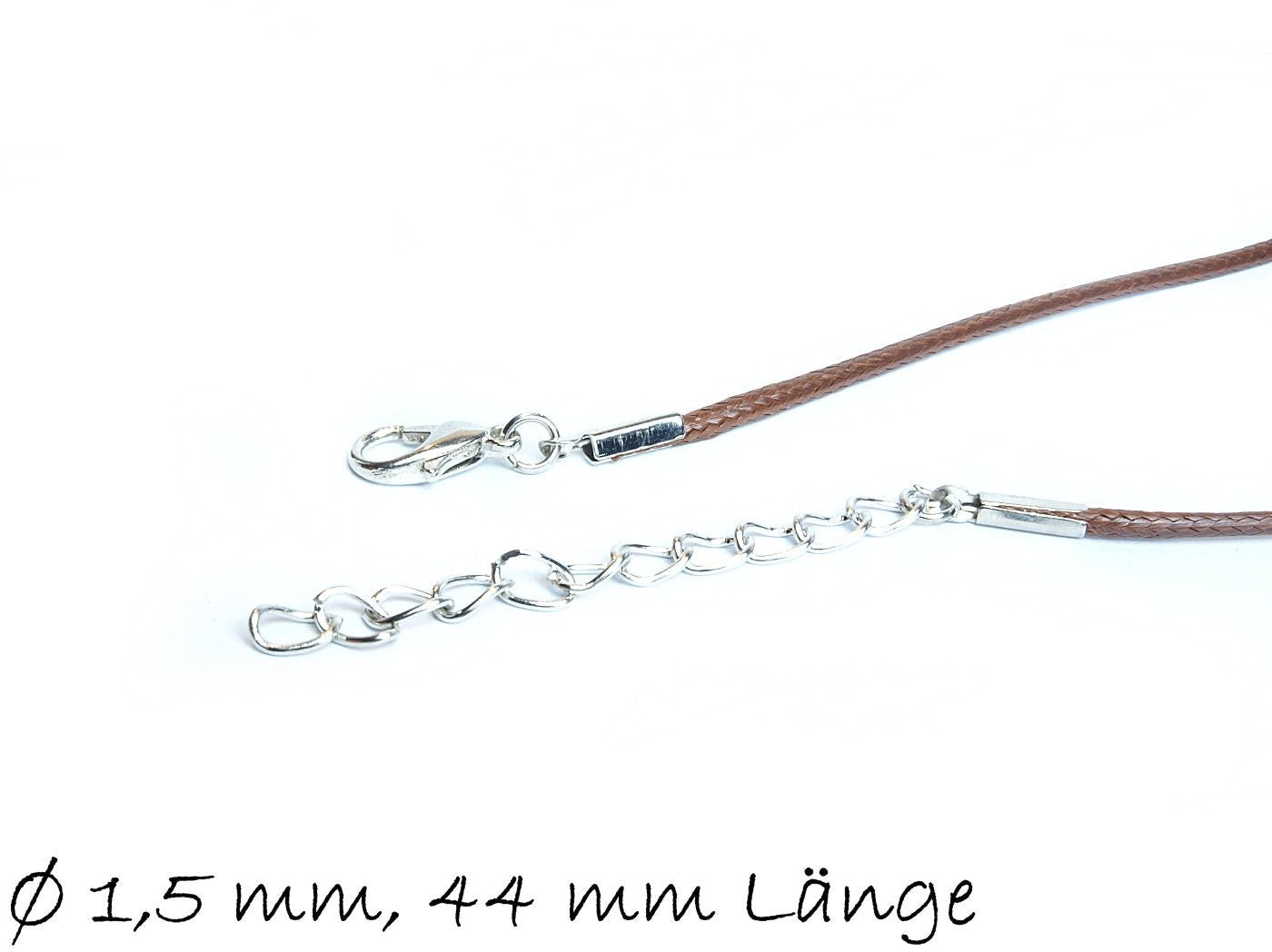 1 Stück Wachsbandkette, 44 cm lang, Ø 1,5 mm, braun