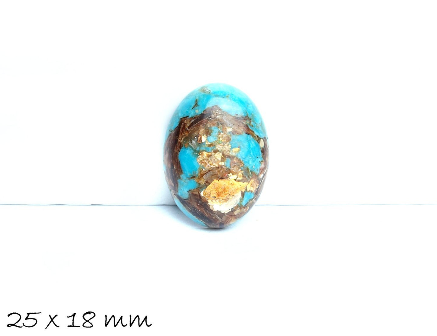 1 Stück ovaler Edelstein Cabochon, synthetischer Regalit, 25 x 18 mm, hellblau