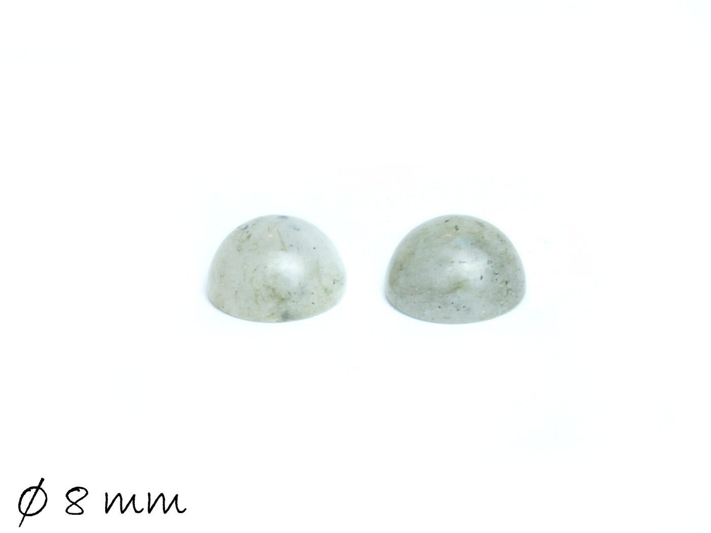 2 Stück Edelstein Cabochons, Labradorit, Ø 8 mm (ohne Glanzschimmer)