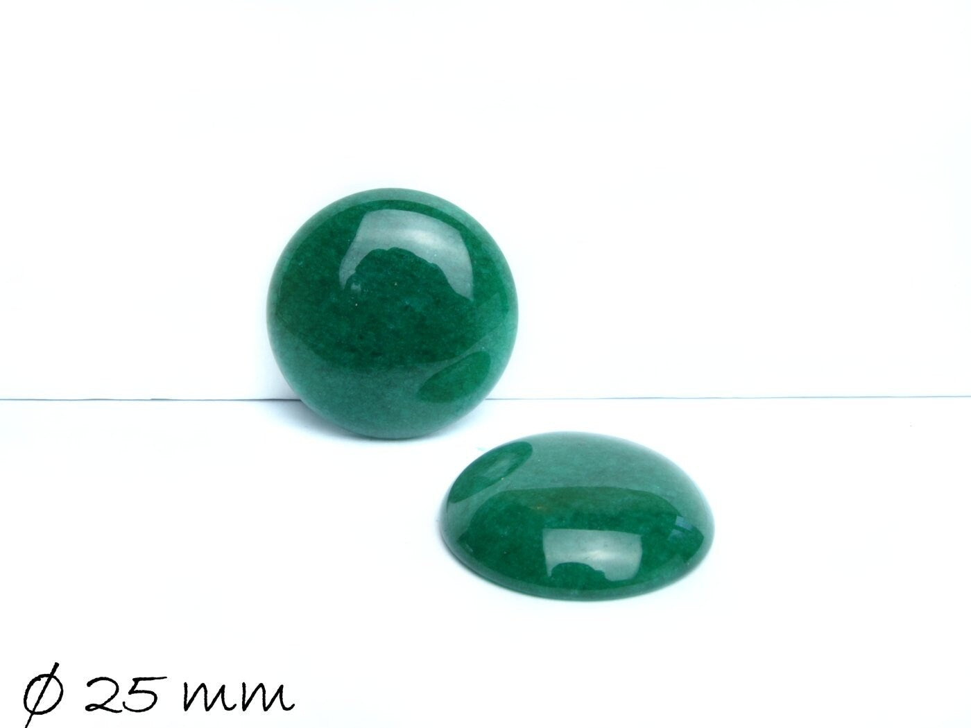 1 Stück Edelstein Cabochon, Jade, grün, Ø 25 mm