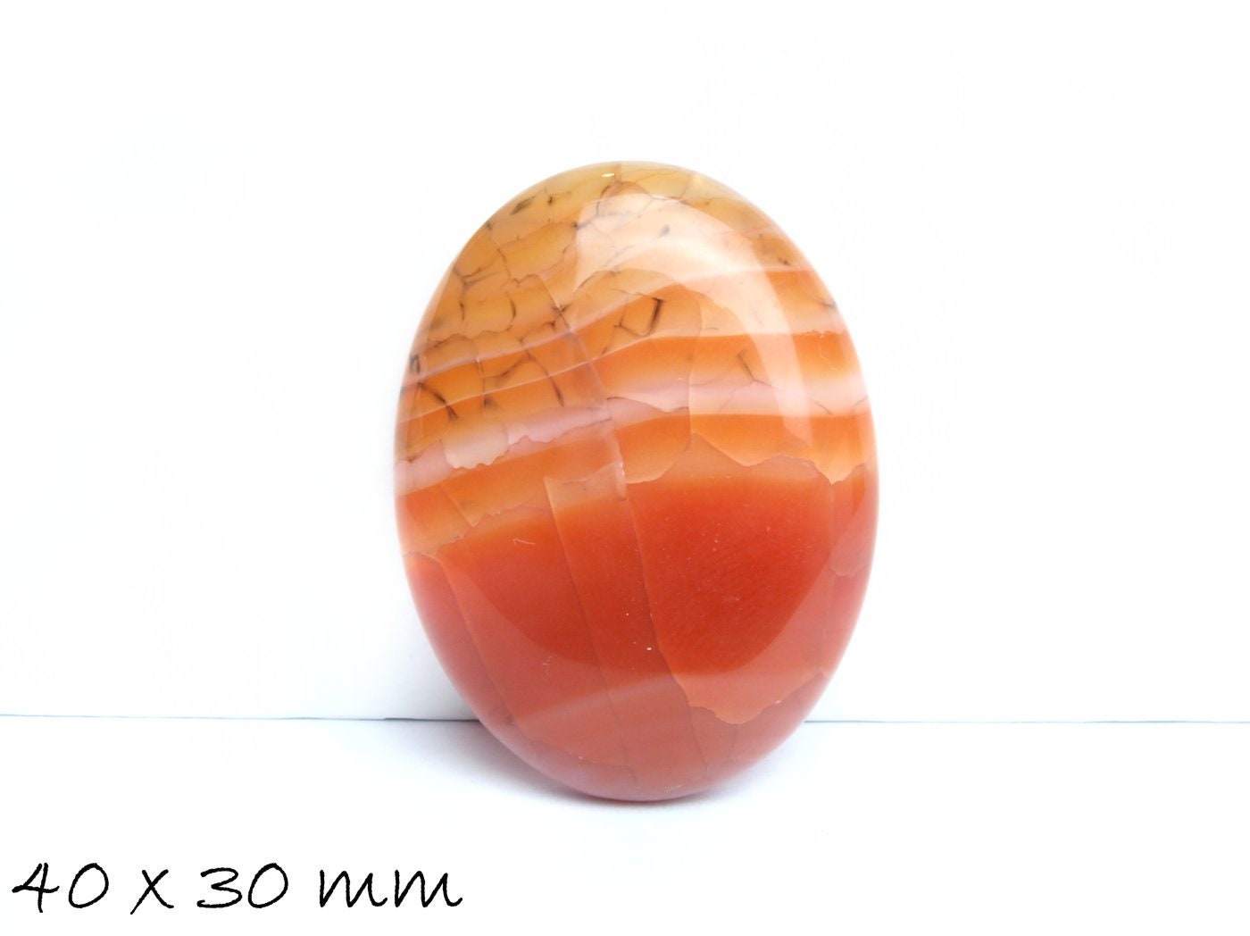 1 Edelstein Cabochon Drachenader Achat 40 x 30 mm orange rot