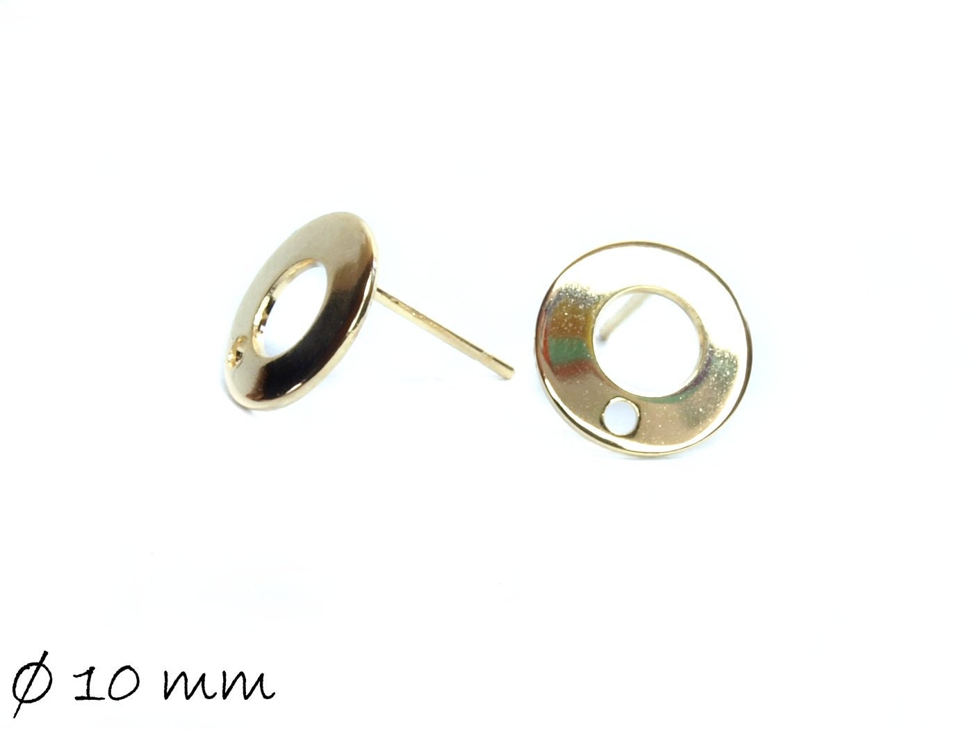 10 Stück Ohrstecker mit Öse Edelstahl, gold, Donut, Ohrringe, Ø 10 mm