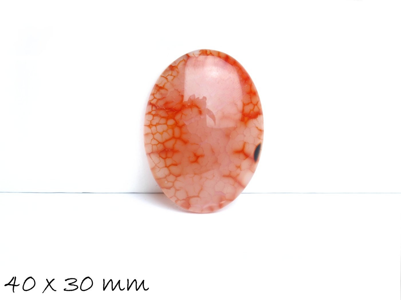 1 Edelstein Cabochon Drachenader Achat 40 x 30 mm orange-schwarz