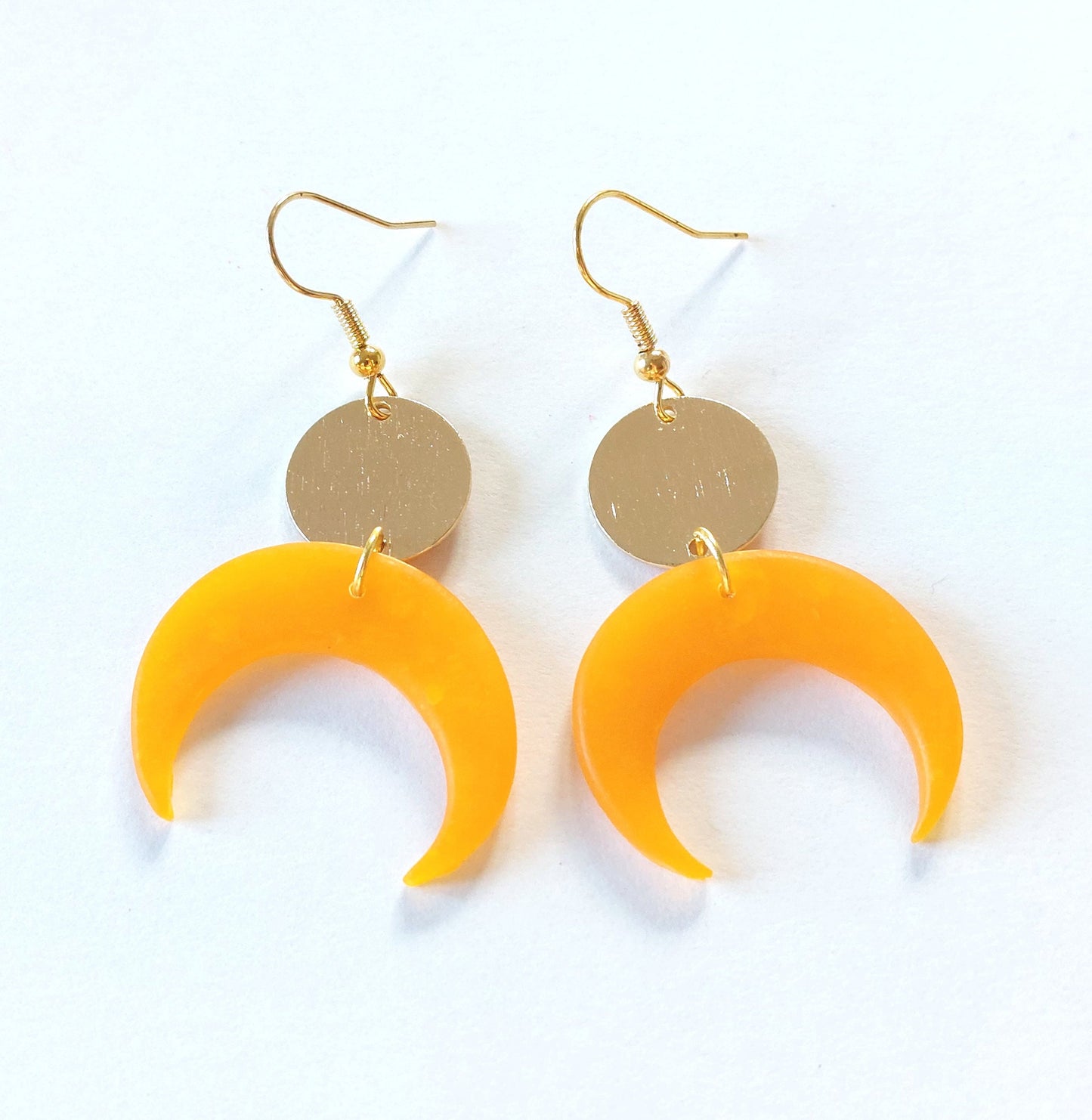 Statement Ohrringe Polymer Clay geometrisch Bernstein orange gold nach Wahl