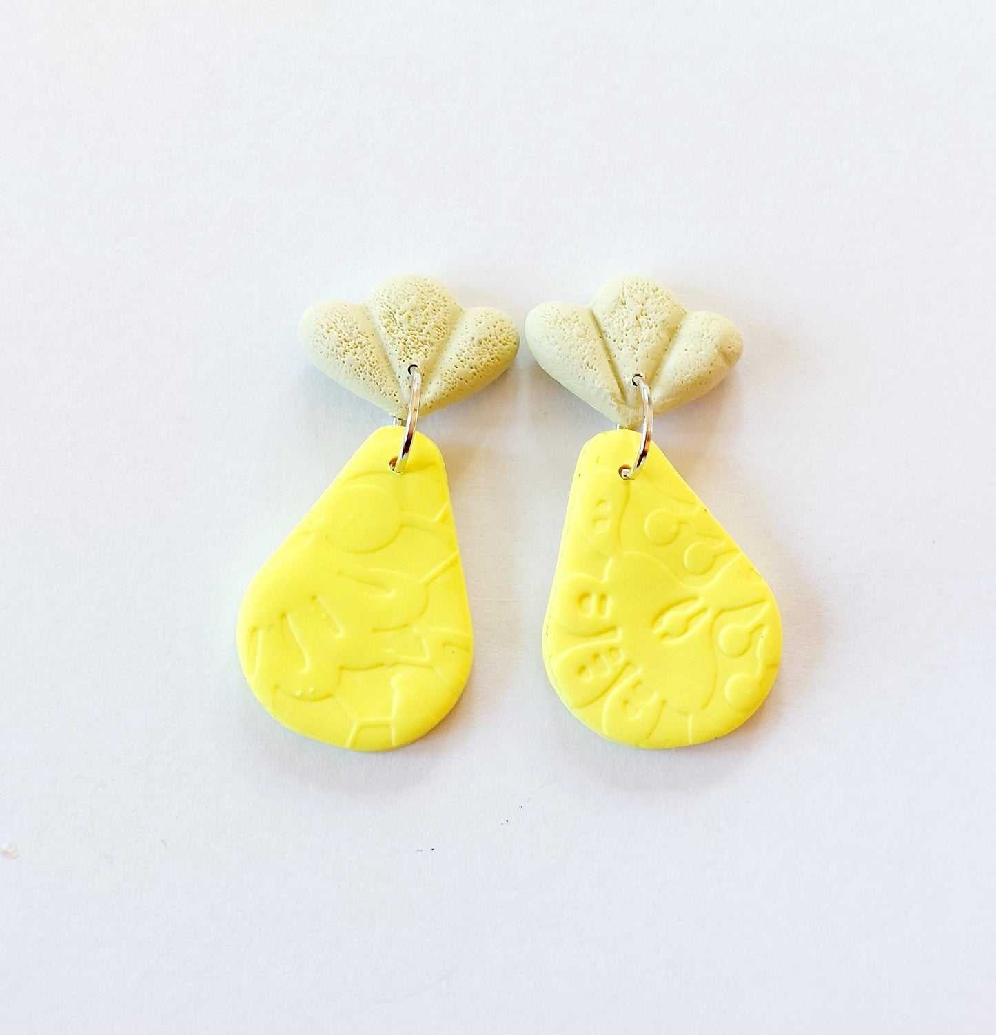 Statement Ohrringe Polymer Clay Sommer Zitronen gelb weiß nach Wahl