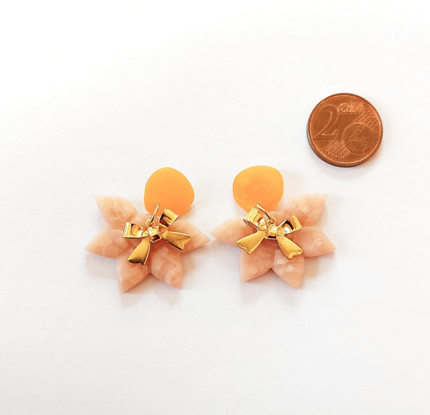 Statement Ohrringe Polymer Clay geometrisch orange rosa nach Wahl
