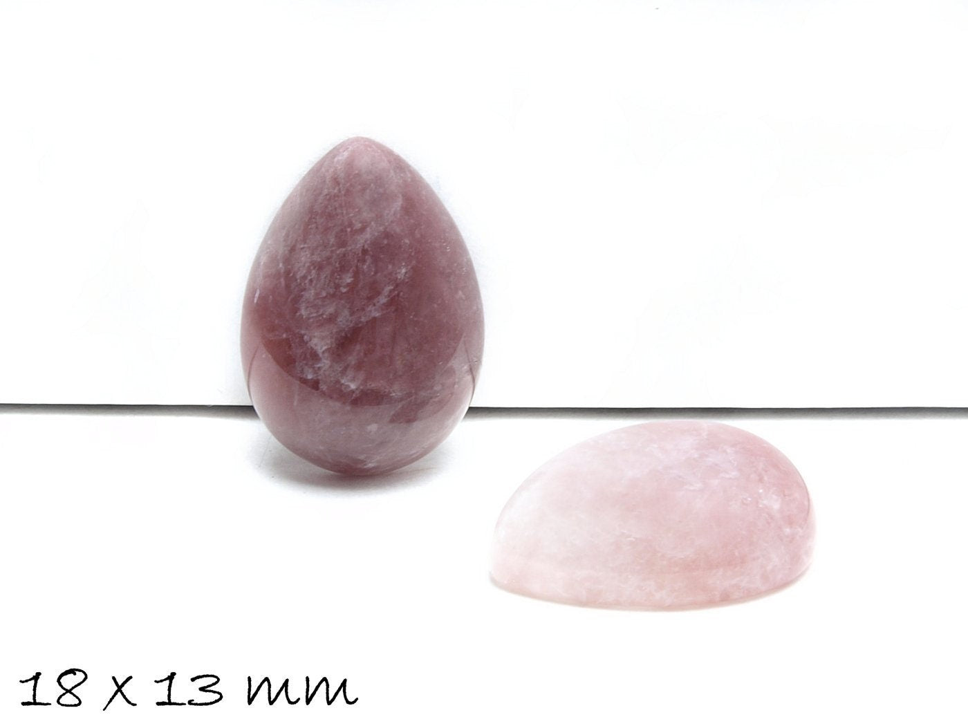 2 Stück Edelstein Cabochons, Erdbeerquarz, Tropfen, 18 x 13 mm