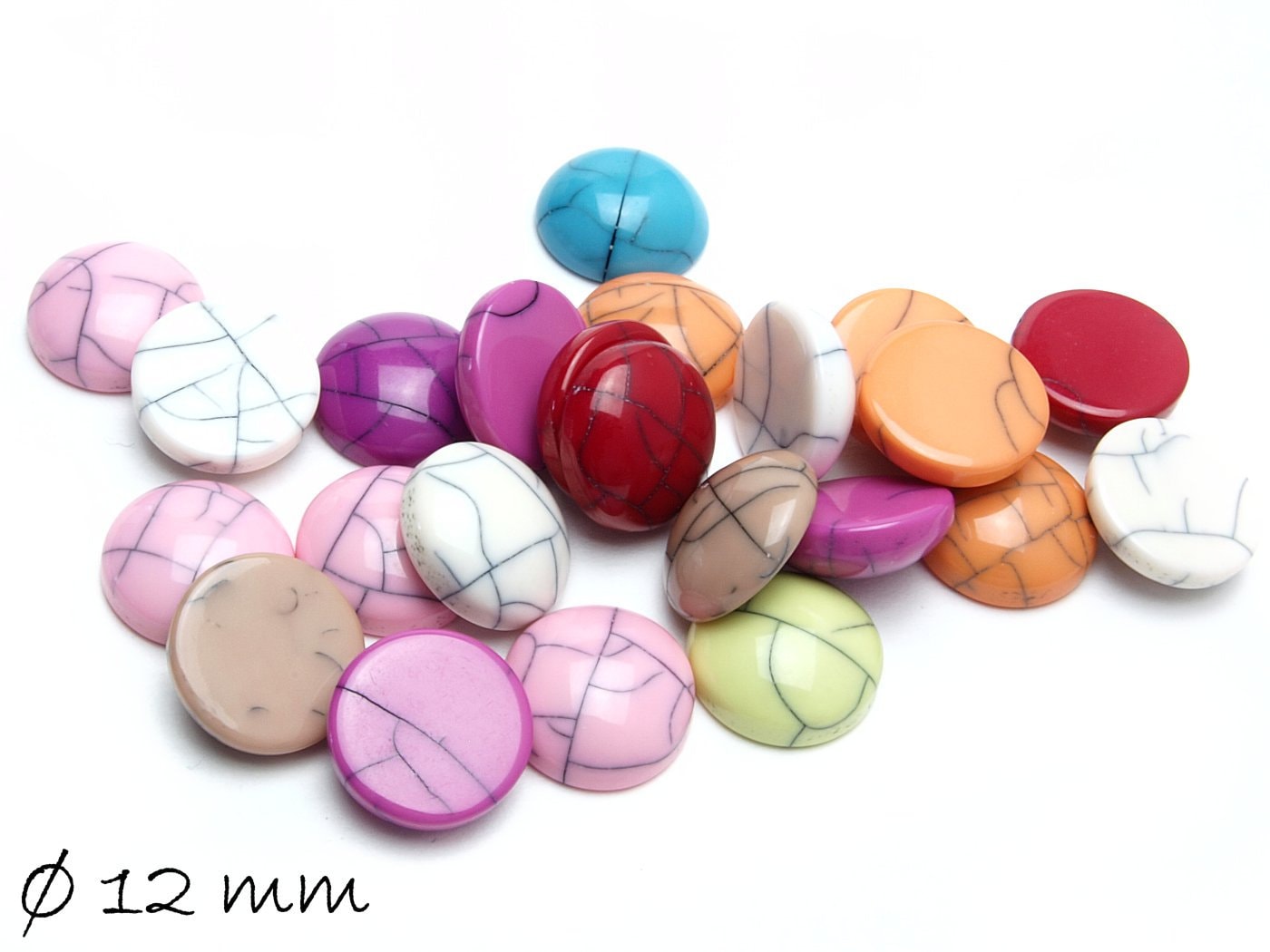 10 Stück Resin Cabochons Türkis-Imitat 12 mm Mix