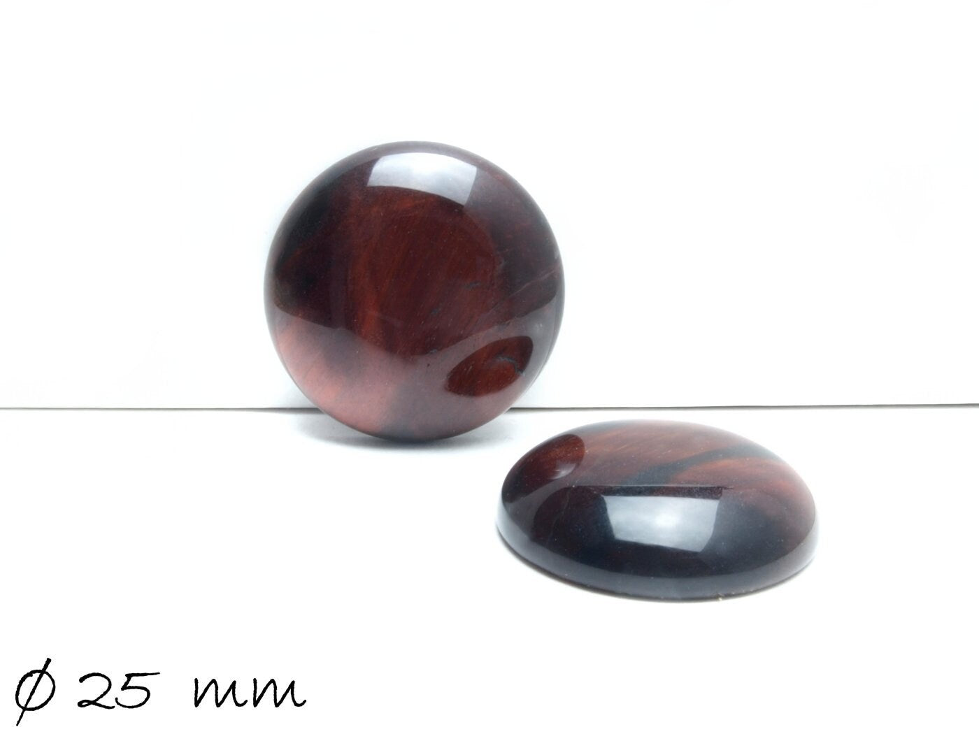 1 Stück Edelstein Cabochon, roter Tigerauge, Ø 25 mm