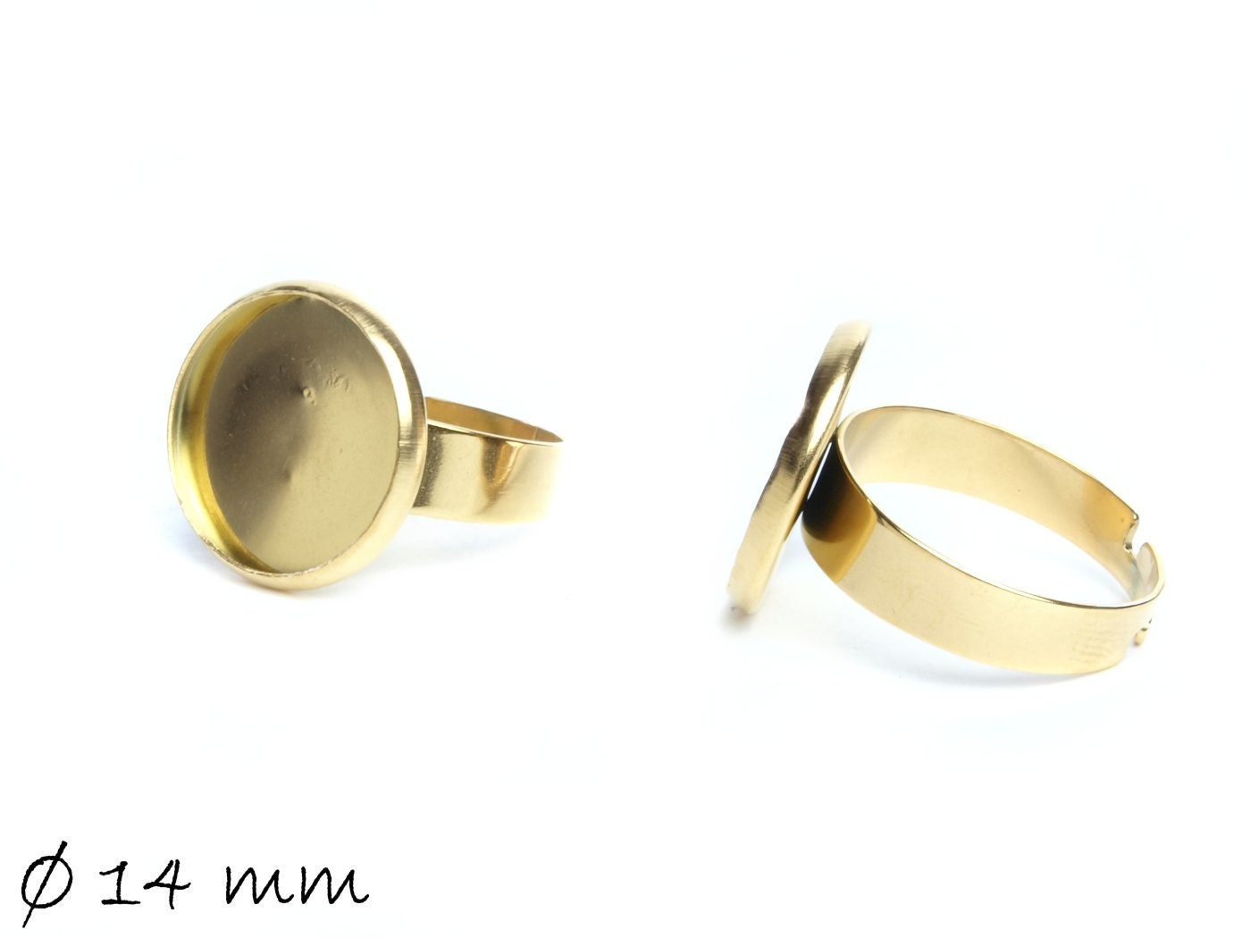 1 Stück Edelstahl Ringrohlinge, 16,5 mm gold mit 14 mm Cabochonfassung