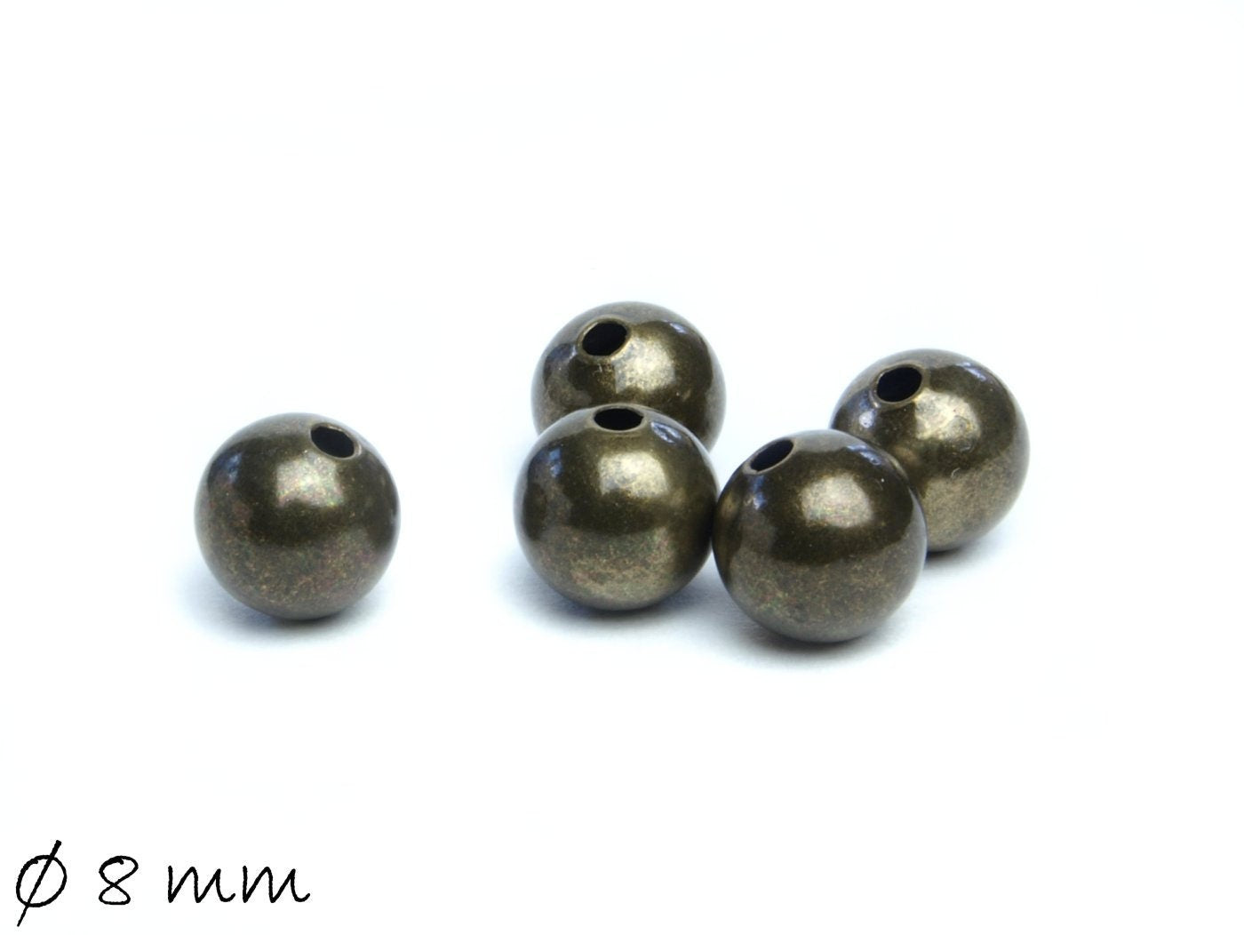 10 Stück Messingperlen in bronze, 8 mm