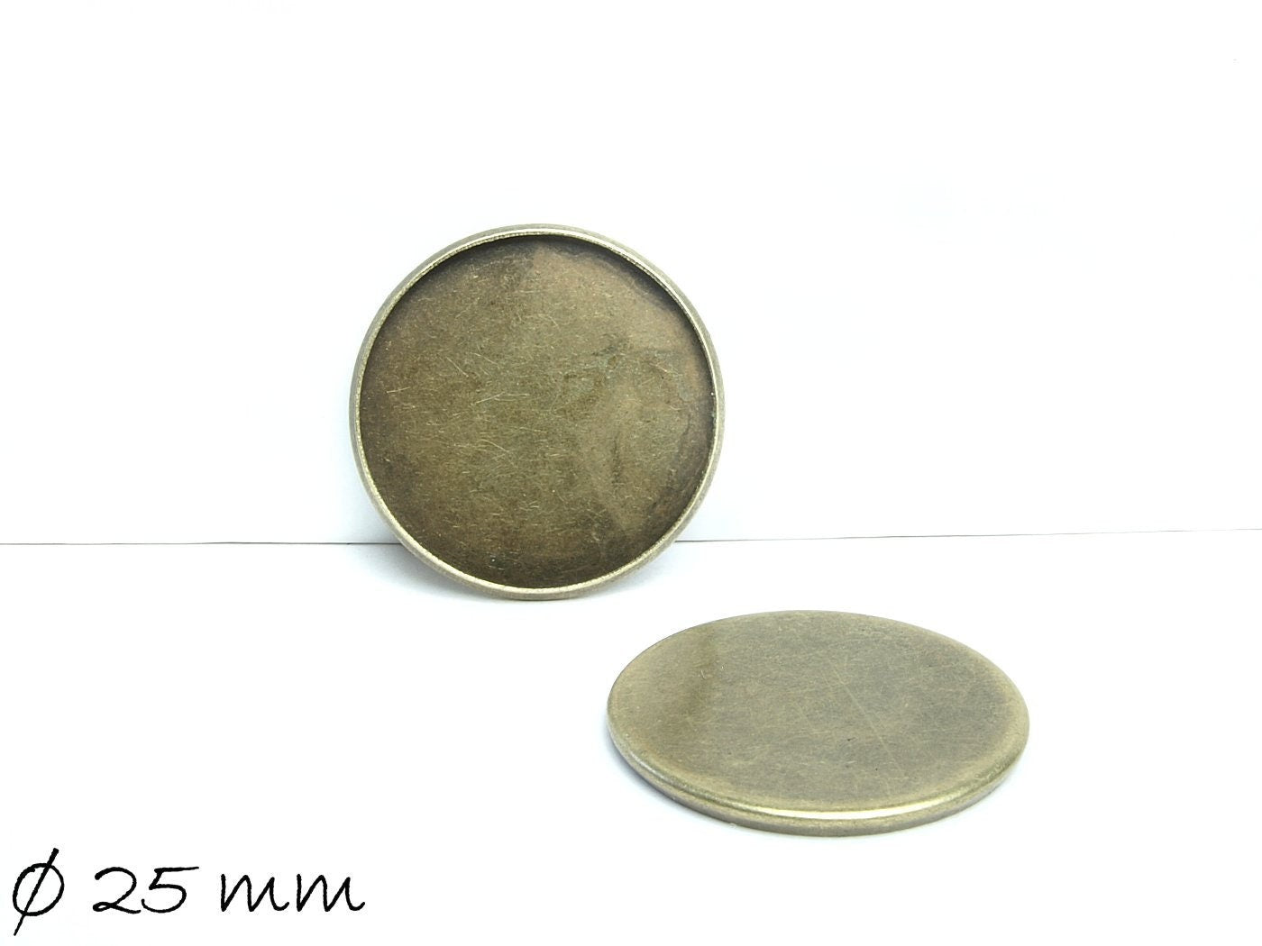 2 Stück Fassungen für Cabochons, Deckel, 25 mm, bronze 1