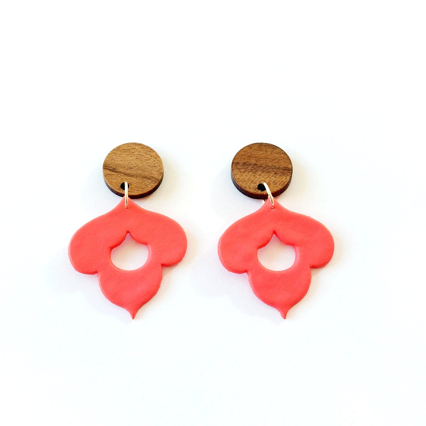 Statement Ohrringe Polymer Clay Holz rot braun nach Wahl