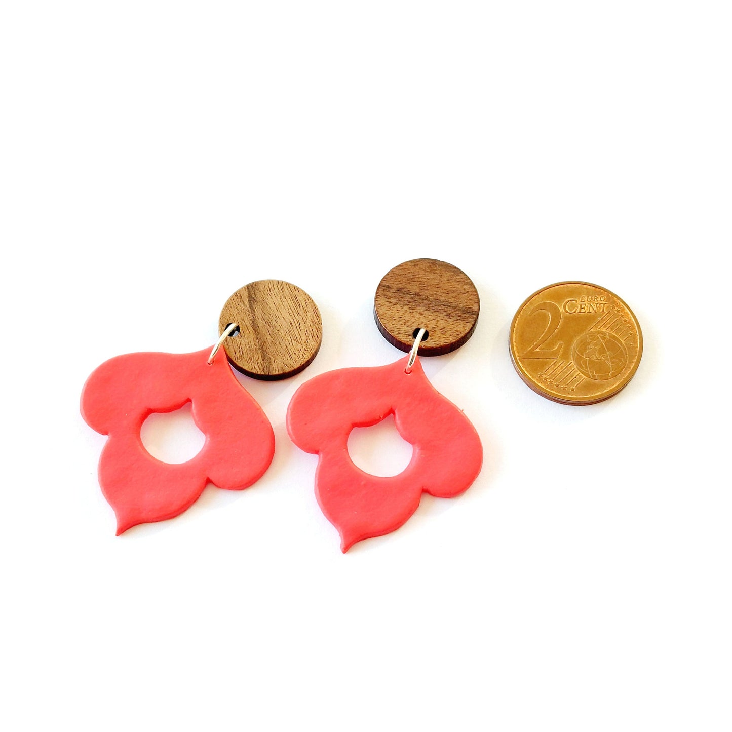Statement Ohrringe Polymer Clay Holz rot braun nach Wahl