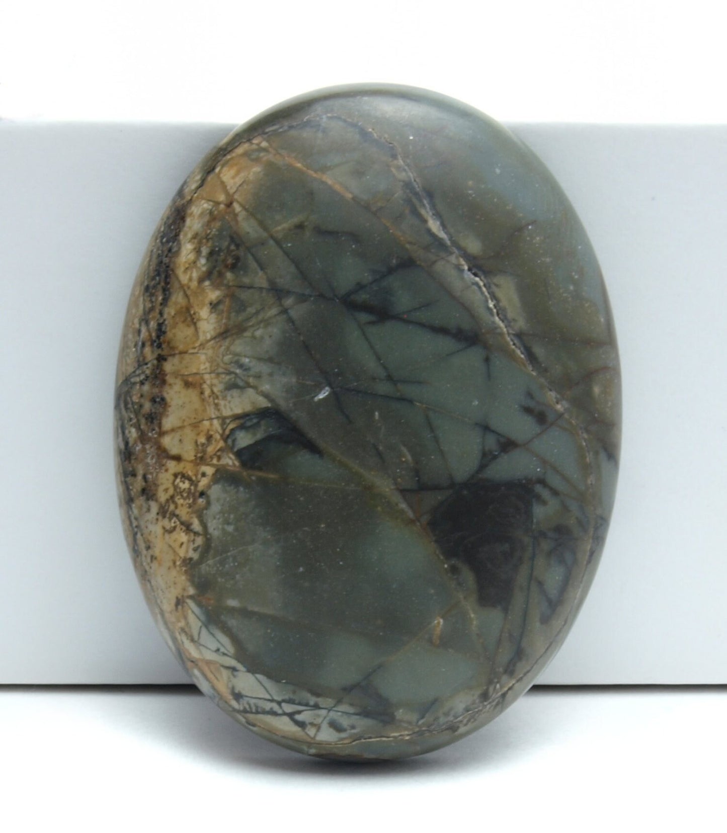 1 Stück Edelstein Cabochon, Picasso Jasper, Stein, 40 x 30 mm, verschiedene Farbtöne