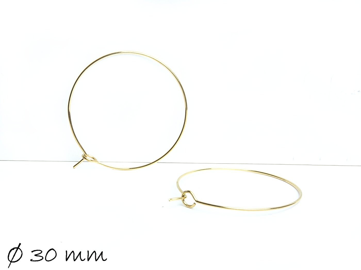 10 Stück Ohrhaken Edelstahl gold, rund, Ø 30 mm, Creole Ohrringe