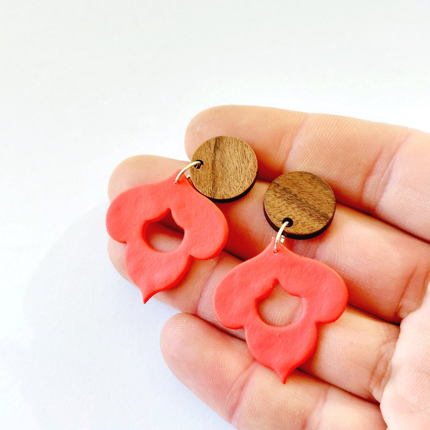 Statement Ohrringe Polymer Clay Holz rot braun nach Wahl