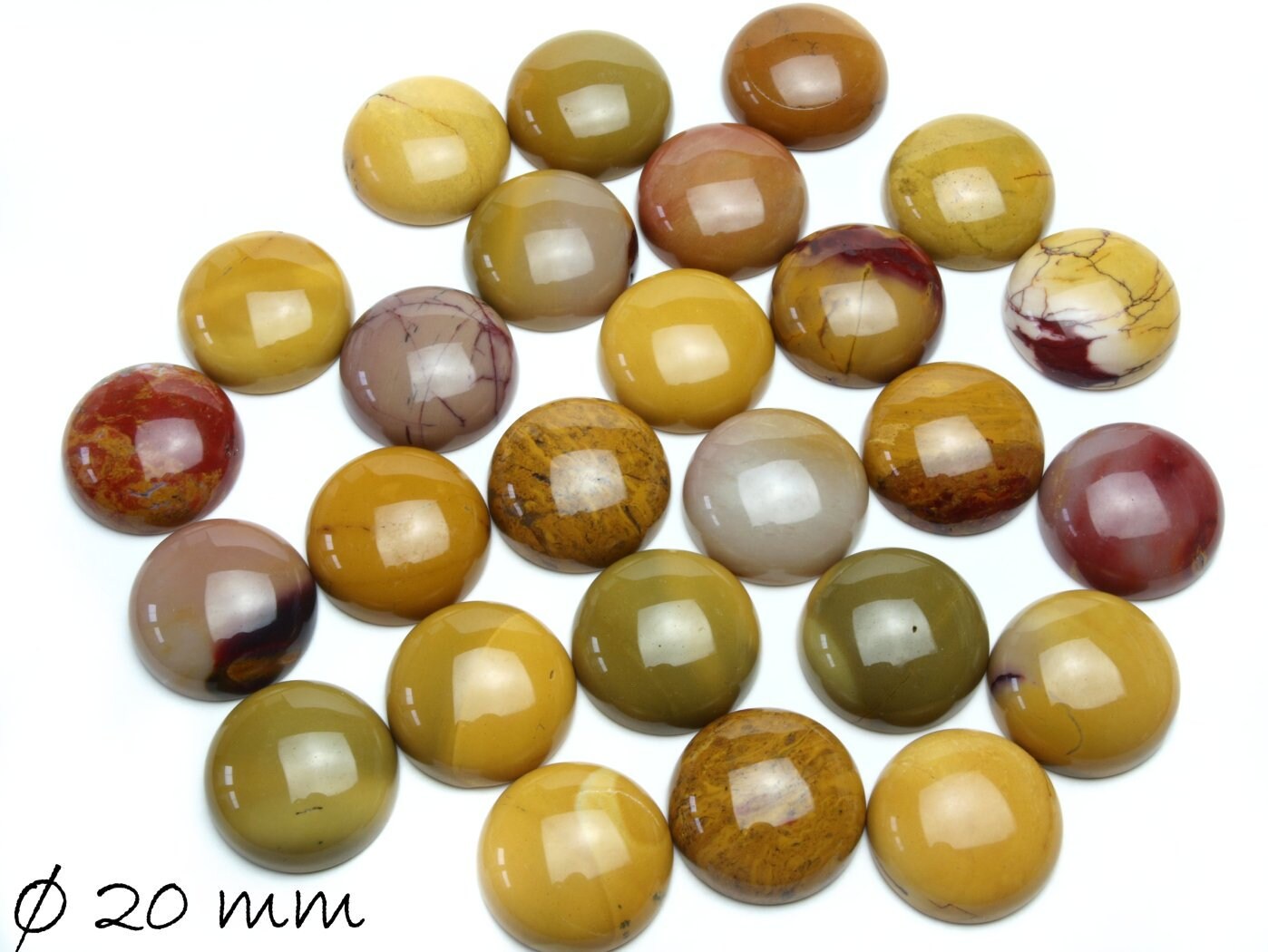 2 Stück Edelstein Cabochons, Mookait Jasper, 20 mm