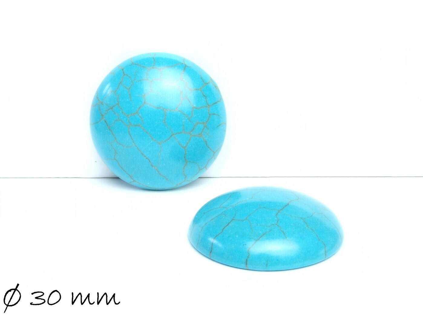 1 Stück Cabochon, Howlith (Türkisimitat), Ø 30 mm, blau