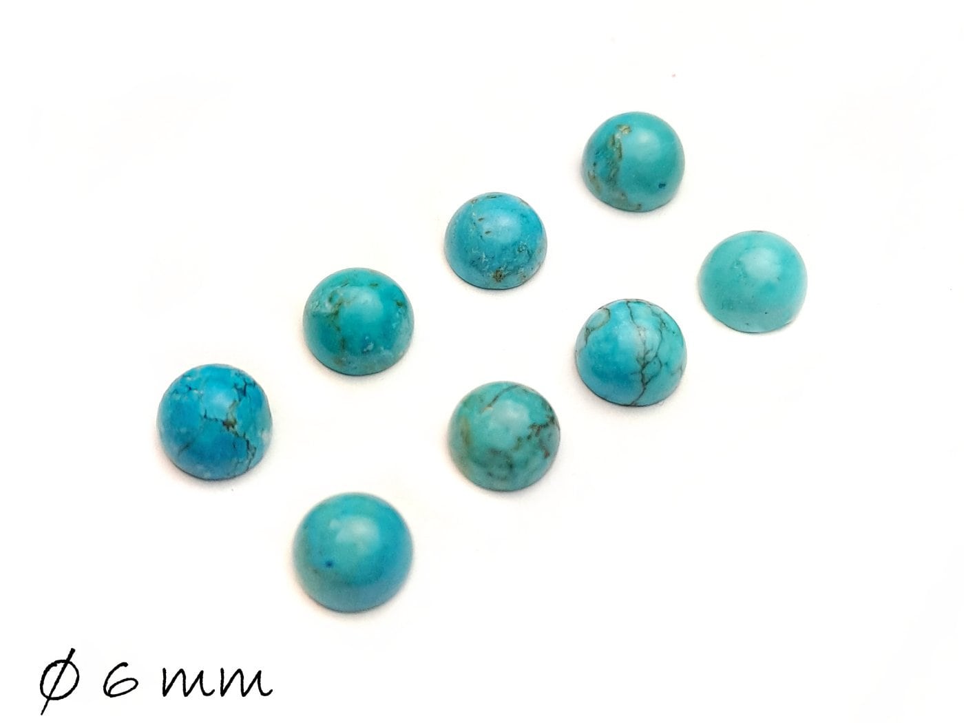 2 Stück Edelstein Cabochons, Howlith (blau), Ø 6 mm