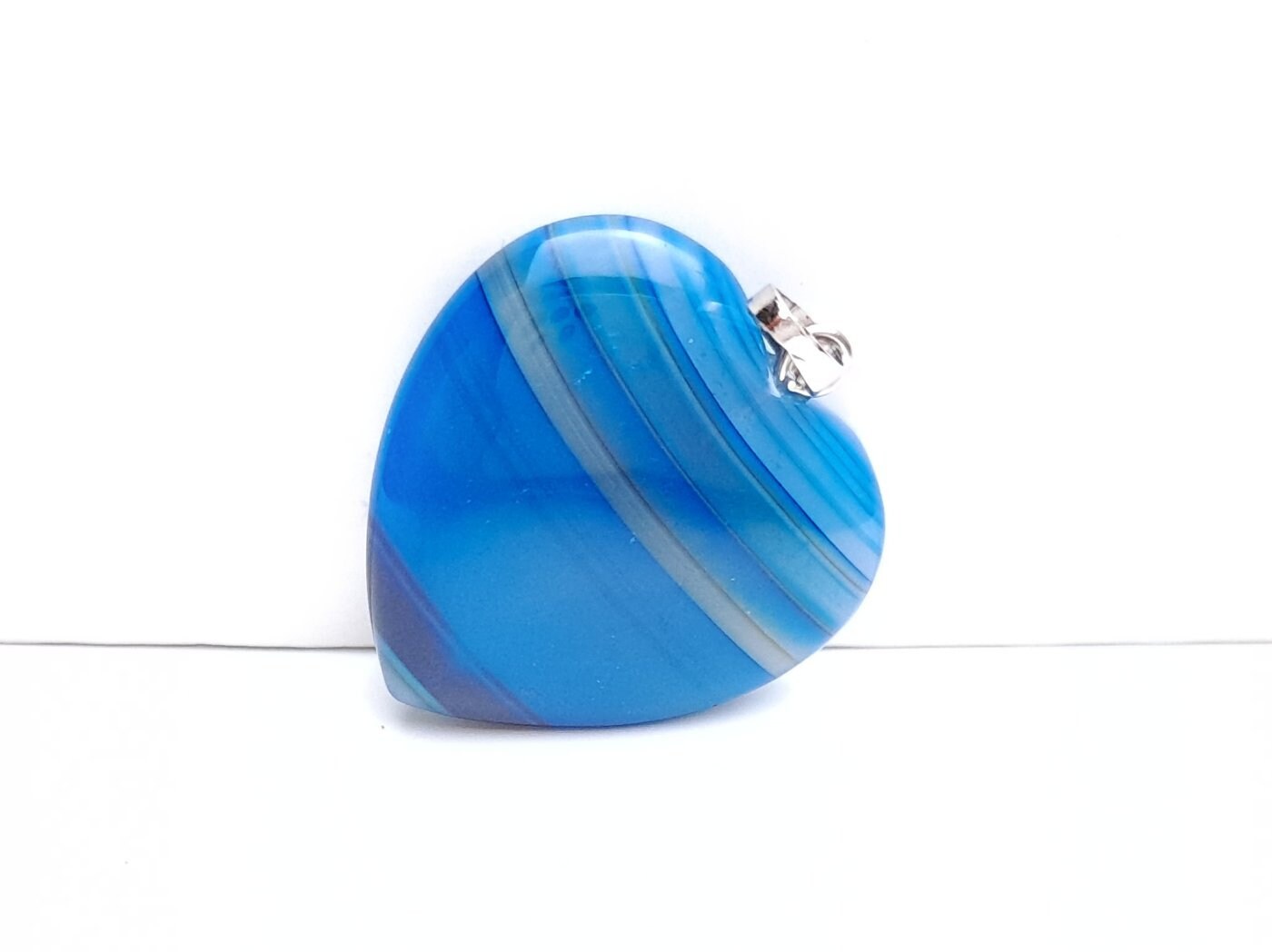 1 Stück Herz Anhänger Achat 27 x 25 mm, blau