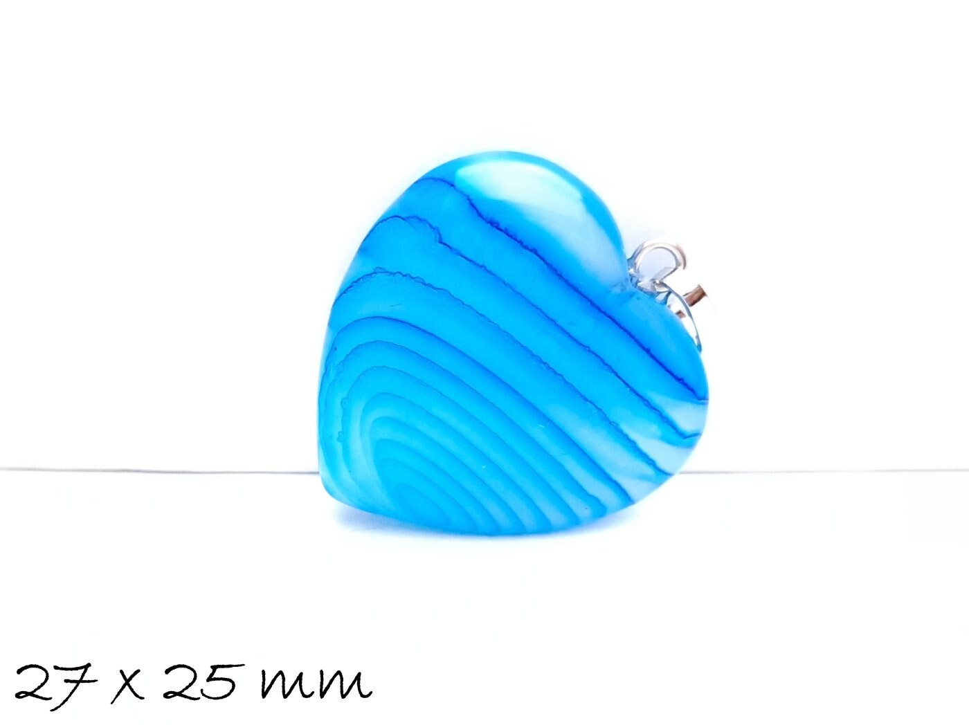 1 Stück Herz Anhänger Achat 27 x 25 mm, blau