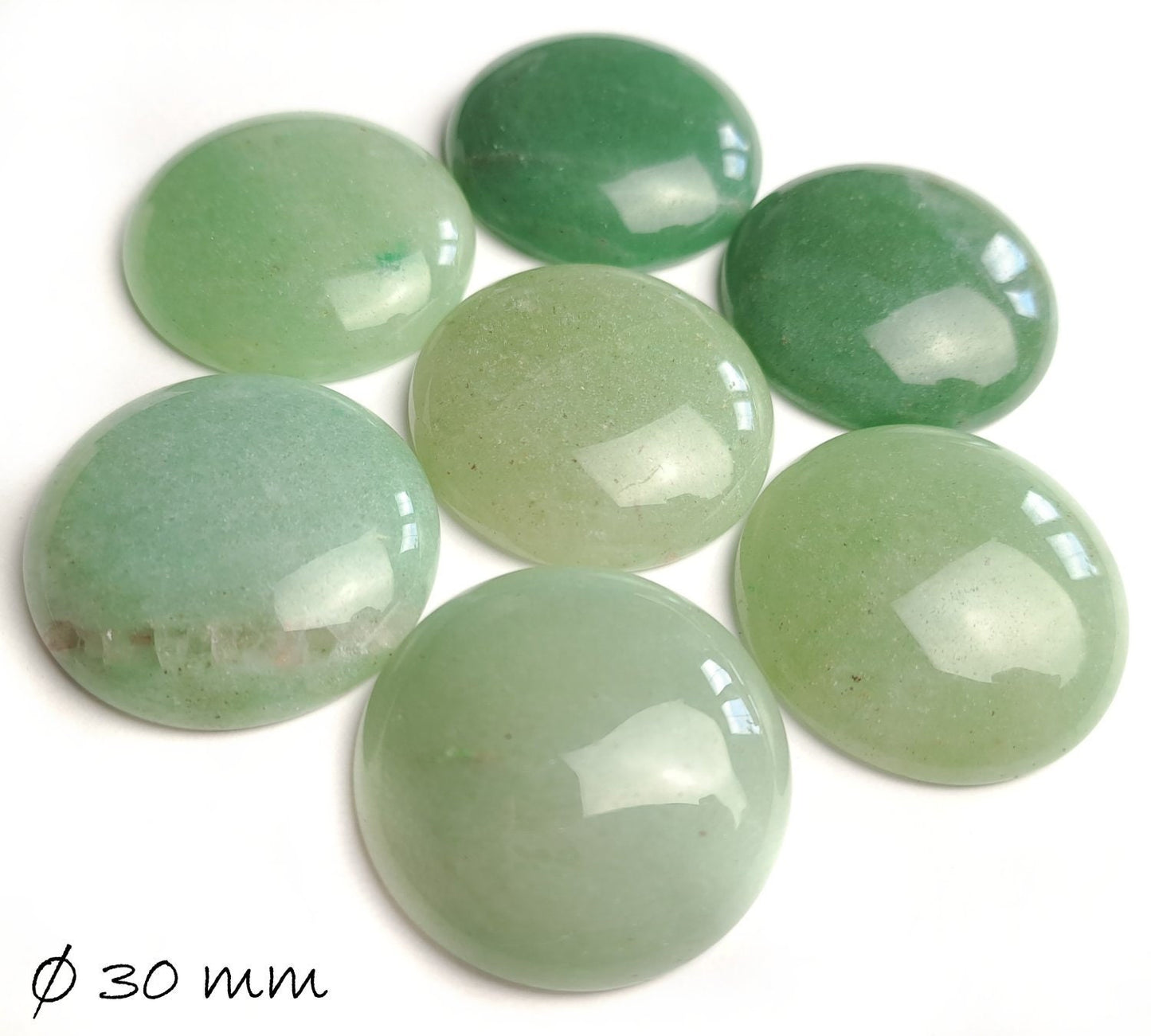B-WARE - 1 Stück Edelstein Cabochons, Aventurin Quarz, Ø 30 mm