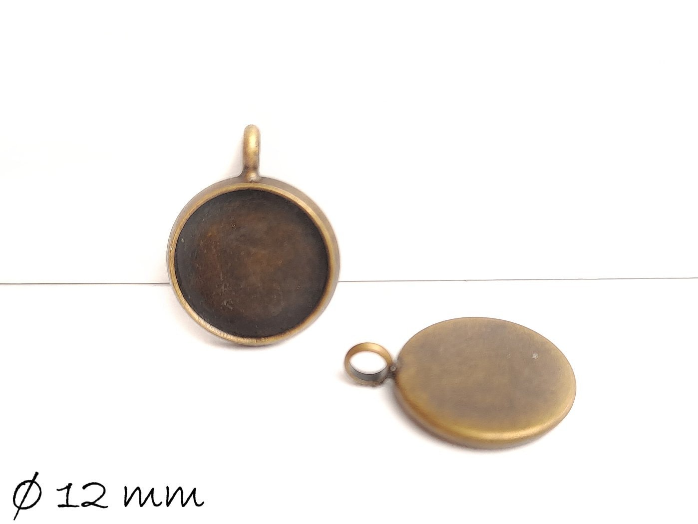 4 Stück Anhänger mit Fassung/ Medaillon, Ø 12 mm bronze