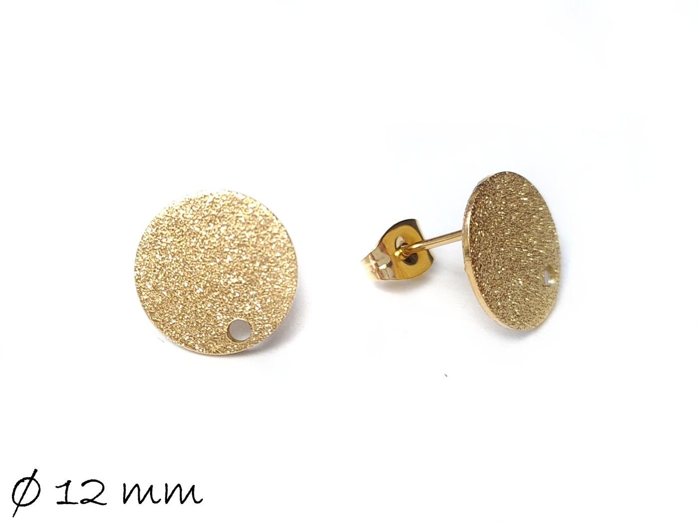4 Stück Ohrstecker Edelstahl mit Scheibe, gold, Scheibe, Stardust, Ohrringe, Ø 12 mm