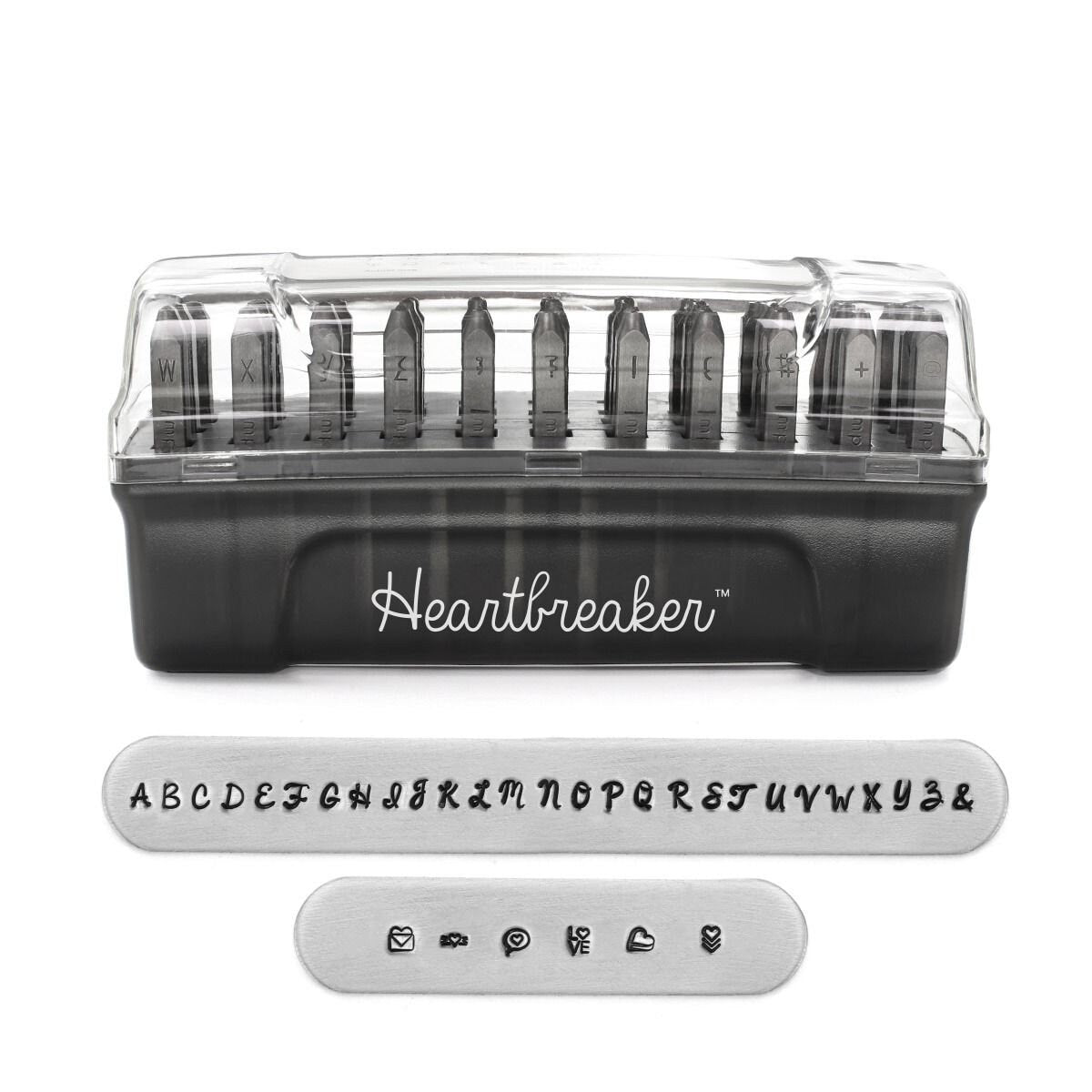 1 Set Buchstaben Stempel ImpressArt 3mm HEARTBREAKER Signature Grossbuchstaben