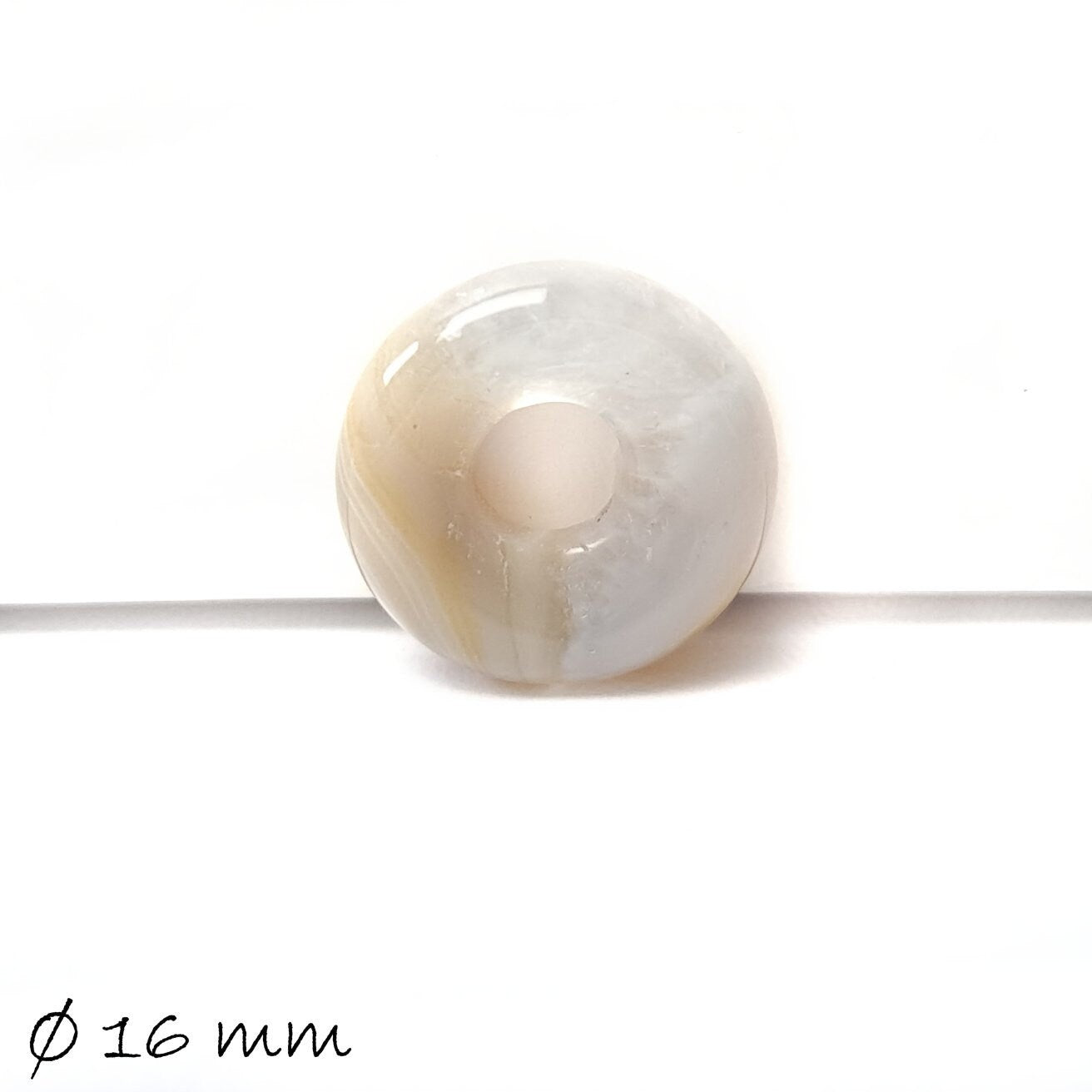 1 Stück Donut Anhänger Edelstein Grauer Achat, Ø 16 mm