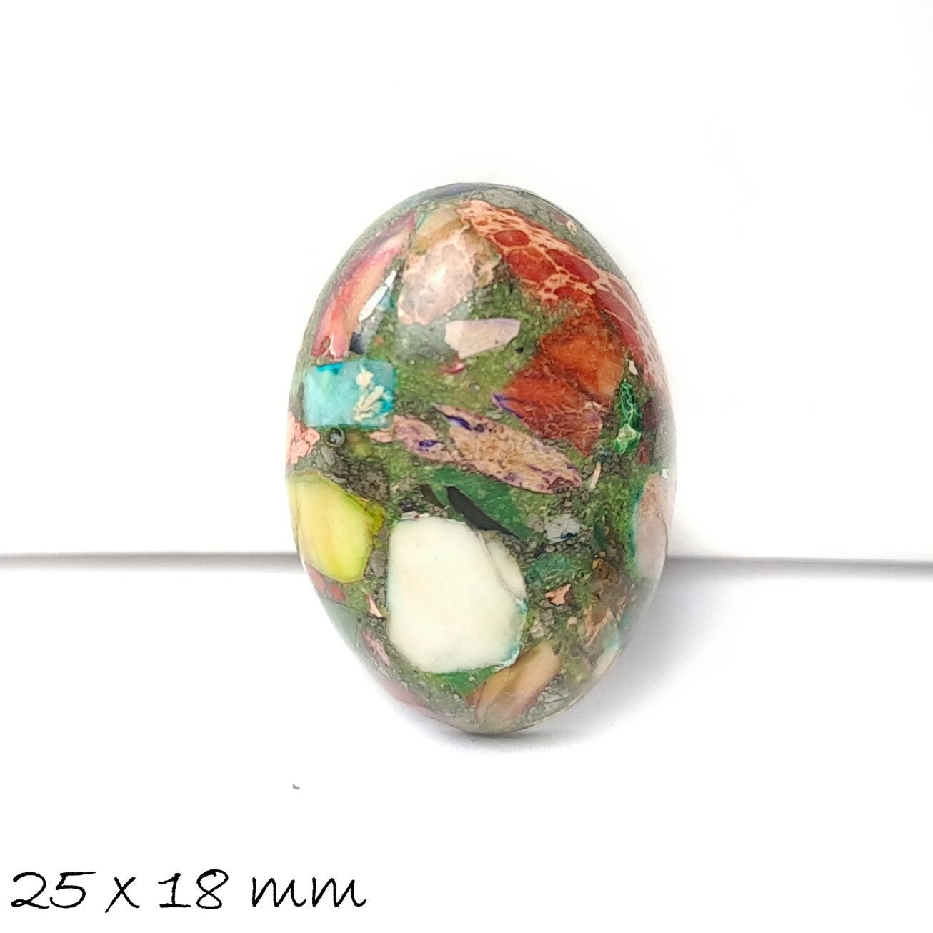 1 Stück Cabochon, synthetischer Regalit/ Imperial Jasper, 25 x 18 mm, bunt