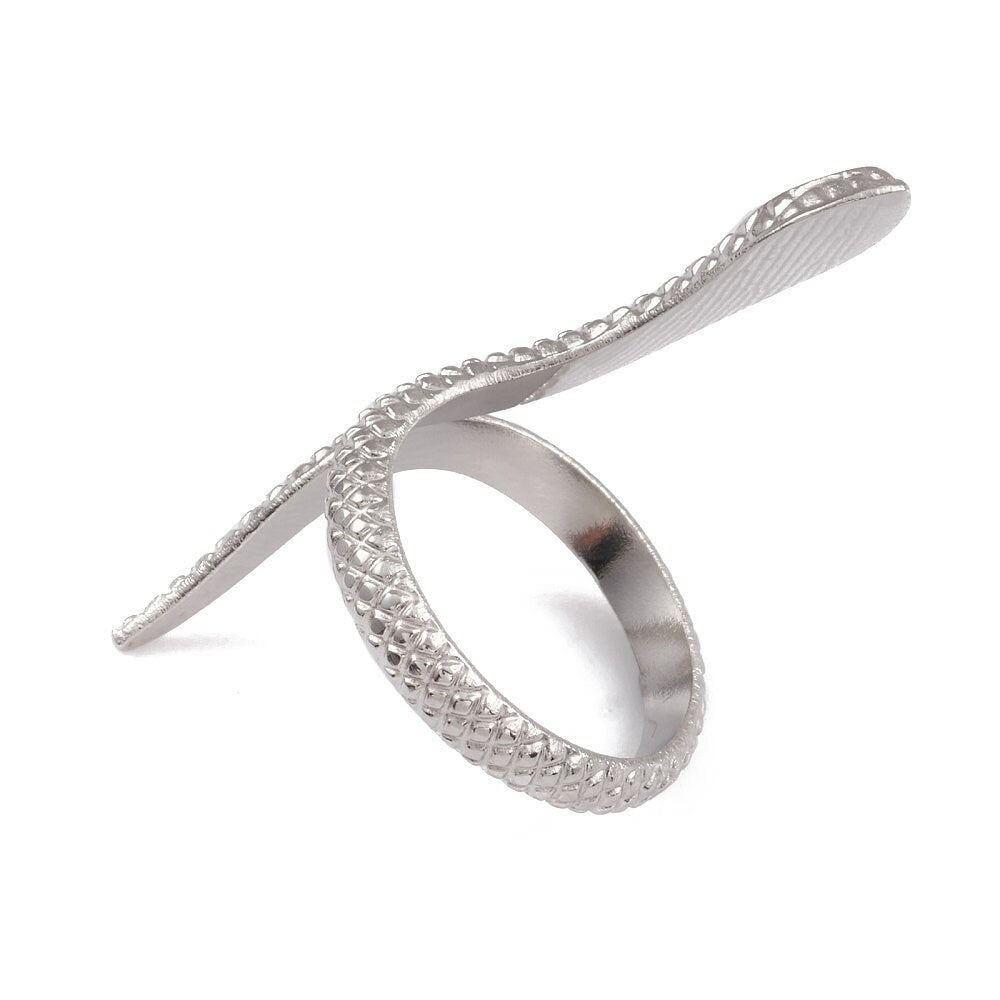 1 Stück Edelstahl Ringrohlinge mit Fassung 4 x 3 mm, Schlange, 17,3 mm Innendurchmesser, silber