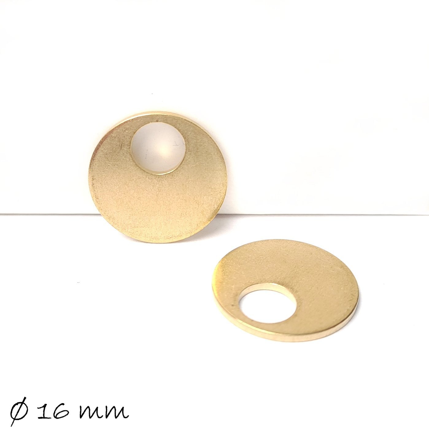 6 Stück Runde Stempel Plättchen Messing golden Ø 16 mm