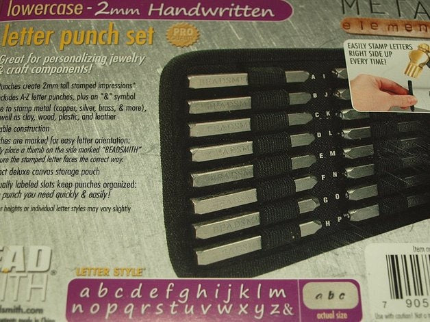 1 Set Buchstaben Stempel Punze 2 mm Handwritten Lowercase Kleinbuchstaben