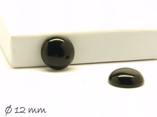 2 Stück Edelstein Cabochons, schwarzer Achat, 12 mm