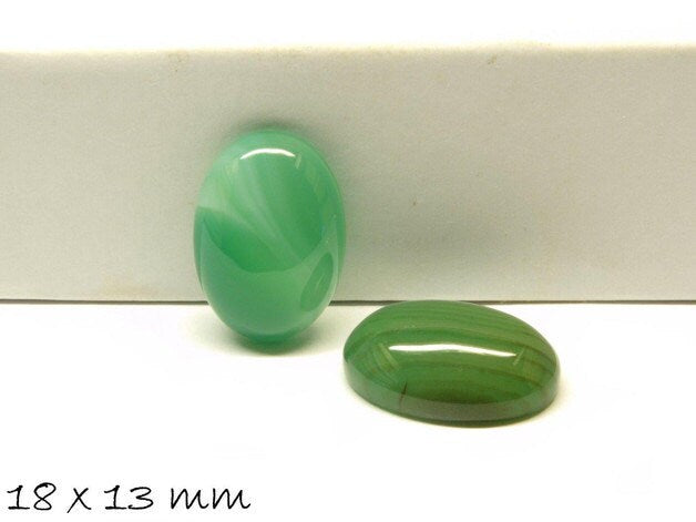 2 Stück Edelstein Cabochons, oval, Achat, 18 x 13 mm grün