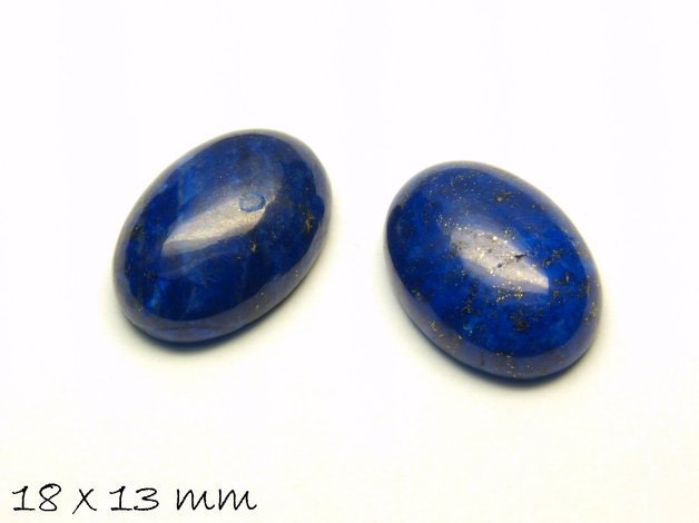 2 Stück Edelstein Cabochons Lapis Lazuli, 18 x 13 mm