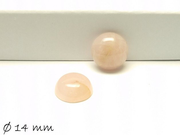 2 Stück Edelstein Cabochons, Rosenquarz, 14 mm